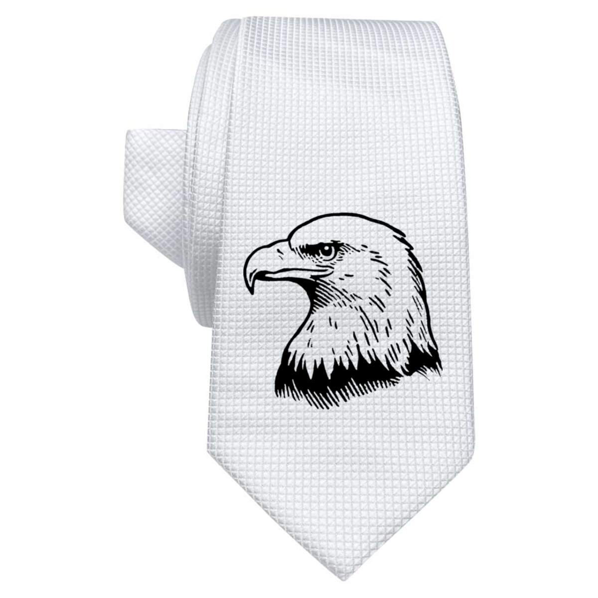 'Eagle Side View Portrait' White Tie / Necktie with Gift Box (AT00028681)