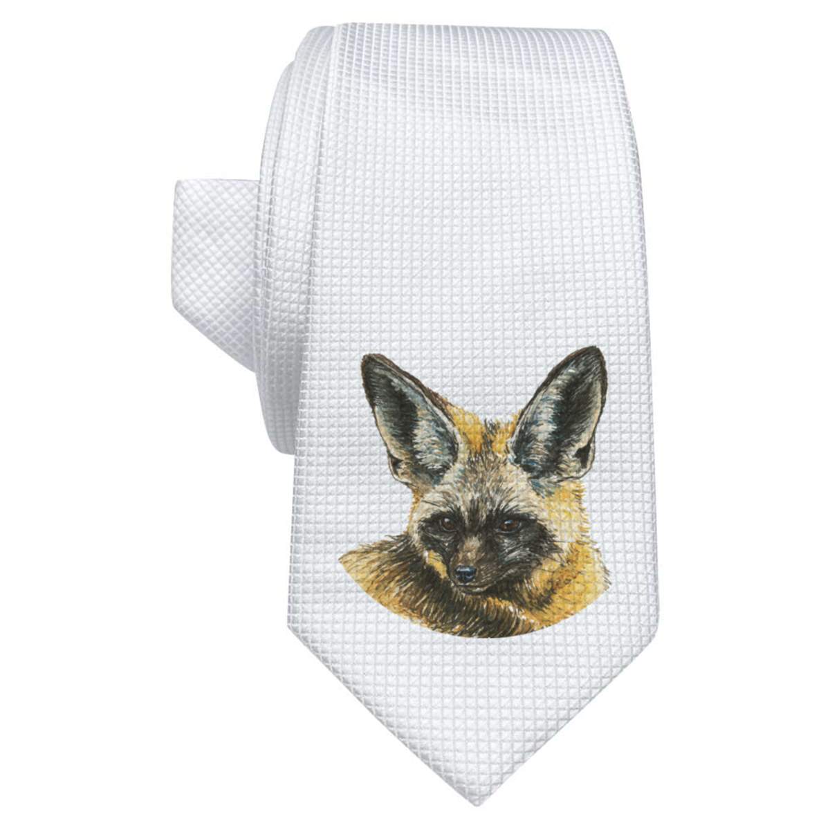 'African Bat-Eared Fox' White Tie / Necktie with Gift Box (AT00028715)