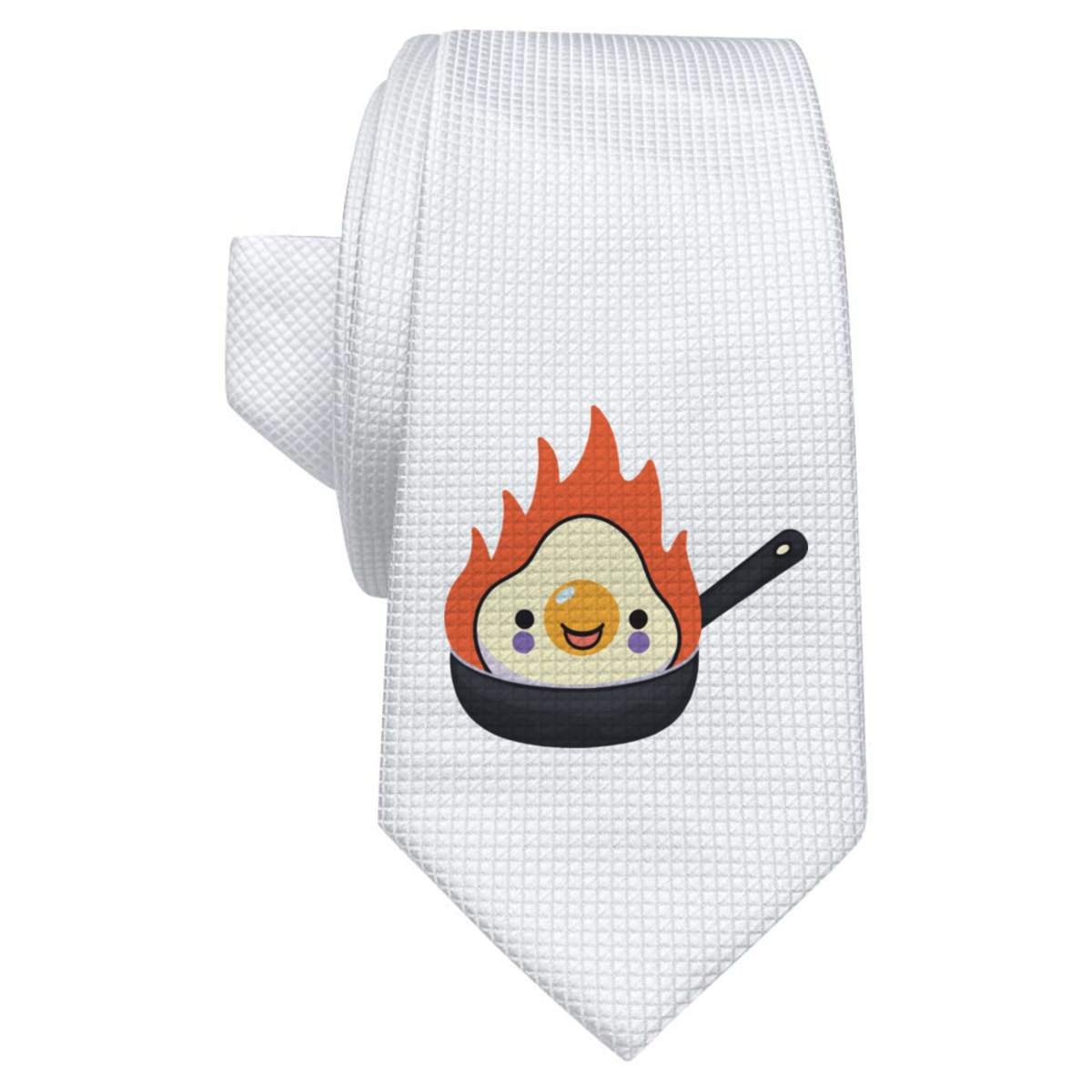 'Frying Pan with Egg' White Tie / Necktie with Gift Box (AT00029352)