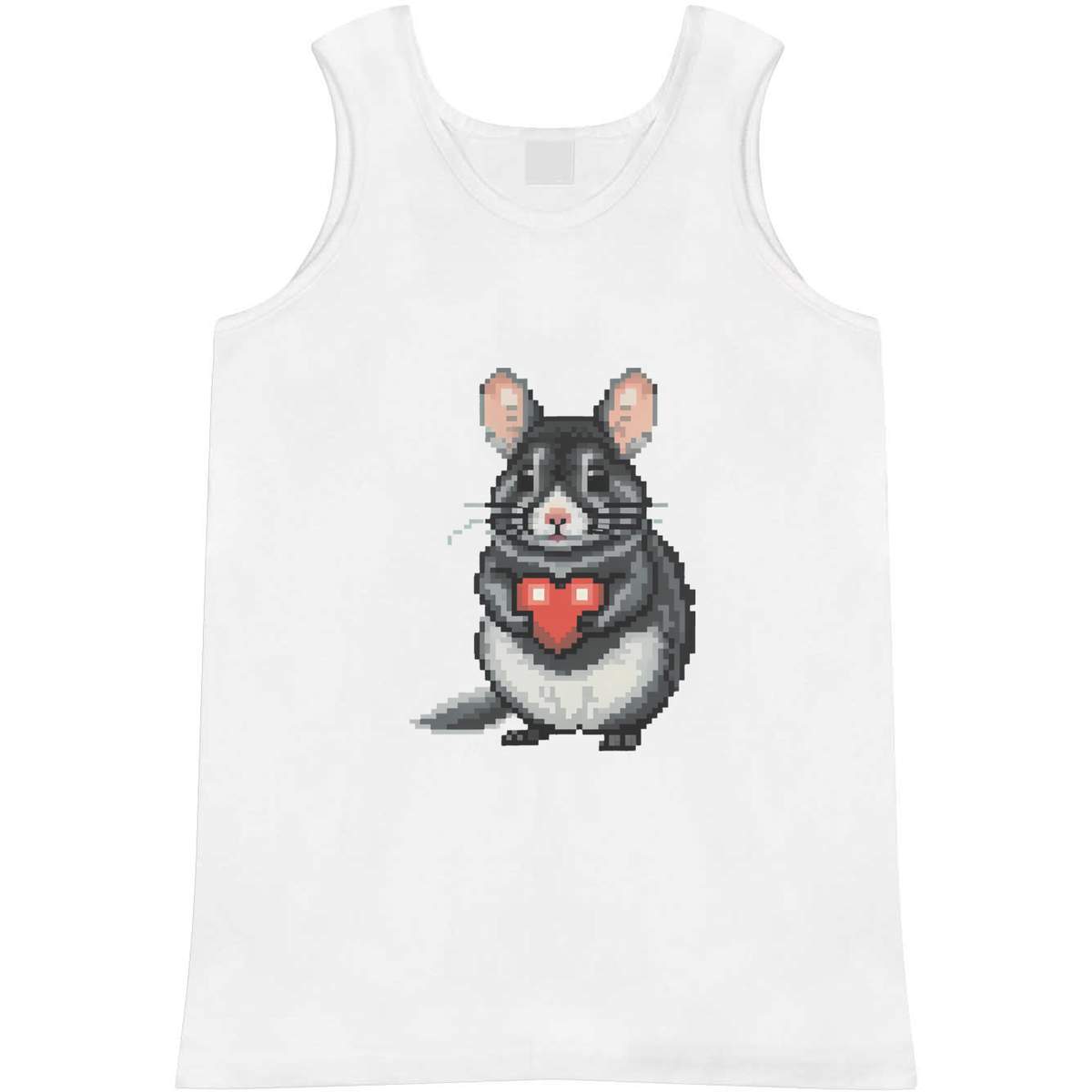 Large 'Pixel Art Chinchilla Holding Heart' Adult Vest / Tank Top (AV00115529)