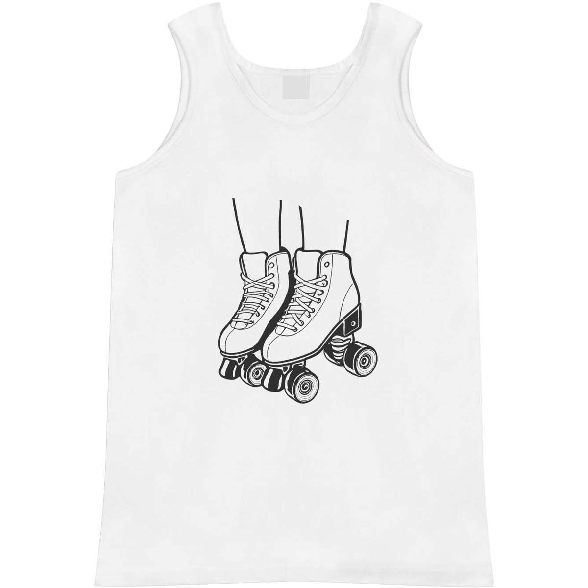 'Roller Skates' Adult Vest - White, L - Sleeveless Tank Top for Gym, Training, Running, Sports and Summer (AV00119209)