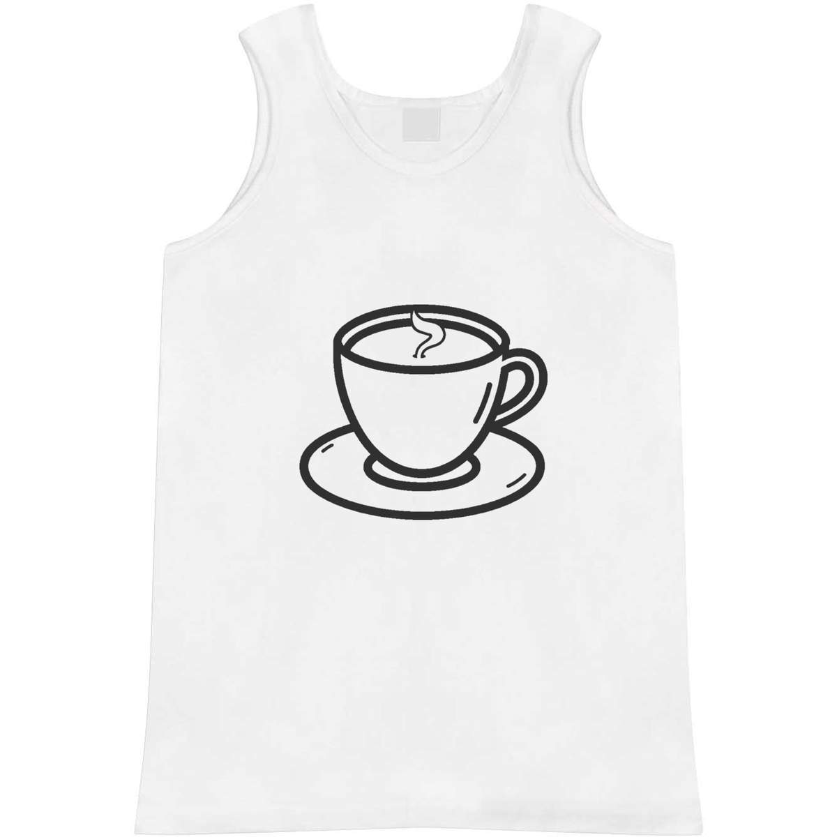 'Cup of Coffee' Adult Vest - White, L - Sleeveless Tank Top for Gym, Training, Running, Sports and Summer (AV00127117)