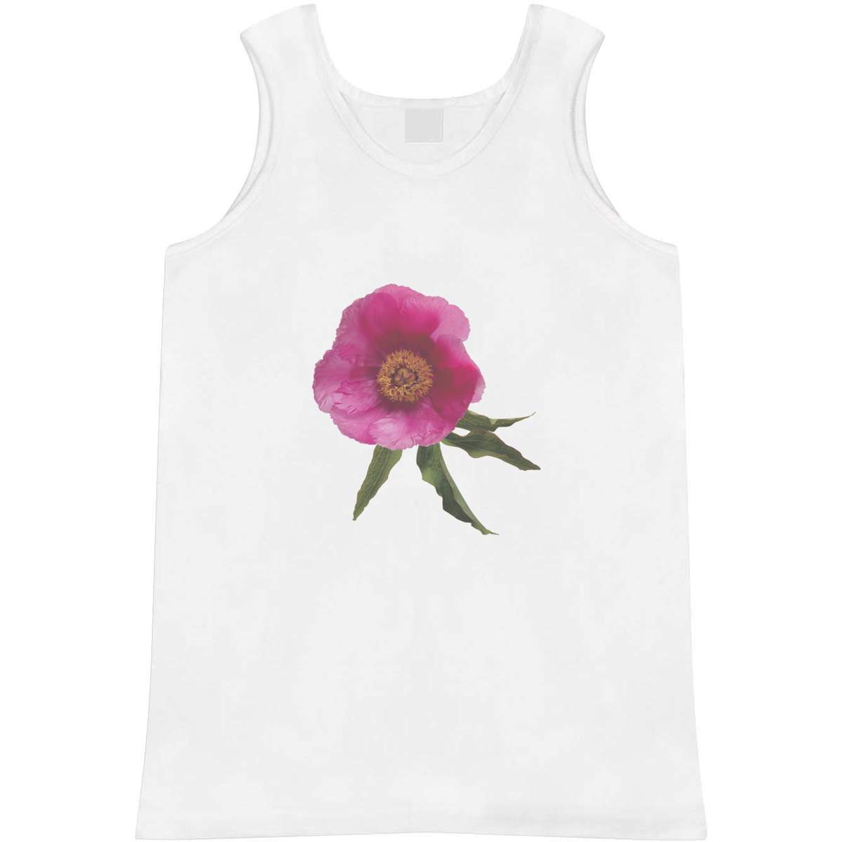 'Single Pink Peony Flower' Adult Vest - White, L - Sleeveless Tank Top for Gym, Training, Running, Sports and Summer (AV00132105)
