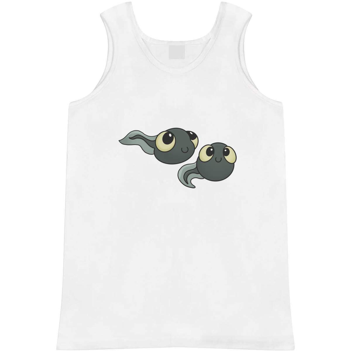 'Cute Tadpoles' Adult Vest - White, L - Sleeveless Tank Top for Gym, Training, Running, Sports and Summer (AV00133281)