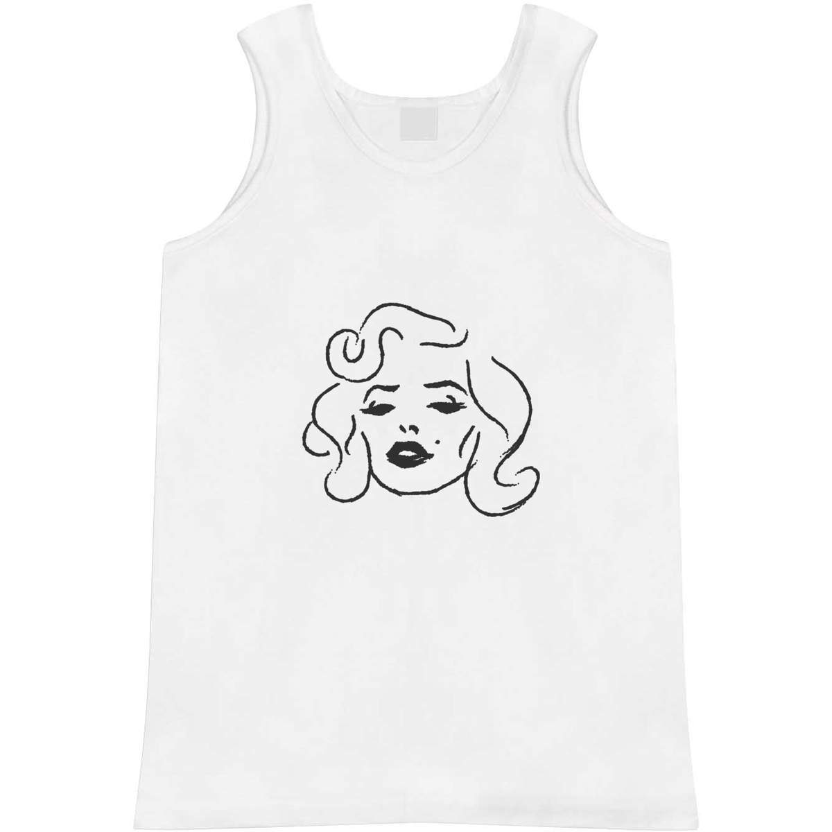 'Woman Face' Adult Vest - White, L - Sleeveless Tank Top for Gym, Training, Running, Sports and Summer (AV00139017)