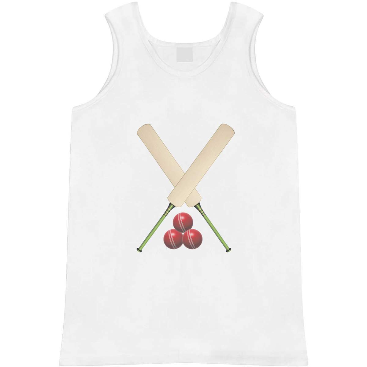 'Cricket Bats and Balls' Adult Vest - White, L - Sleeveless Tank Top for Gym, Training, Running, Sports and Summer (AV00139917)