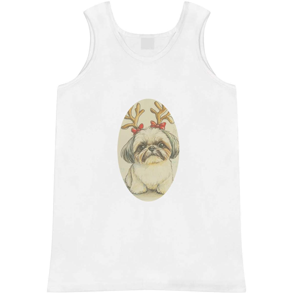 Large 'Shih Tzu Dog Wearing Reindeer Antlers' Adult Vest / Tank Top (AV00142465)