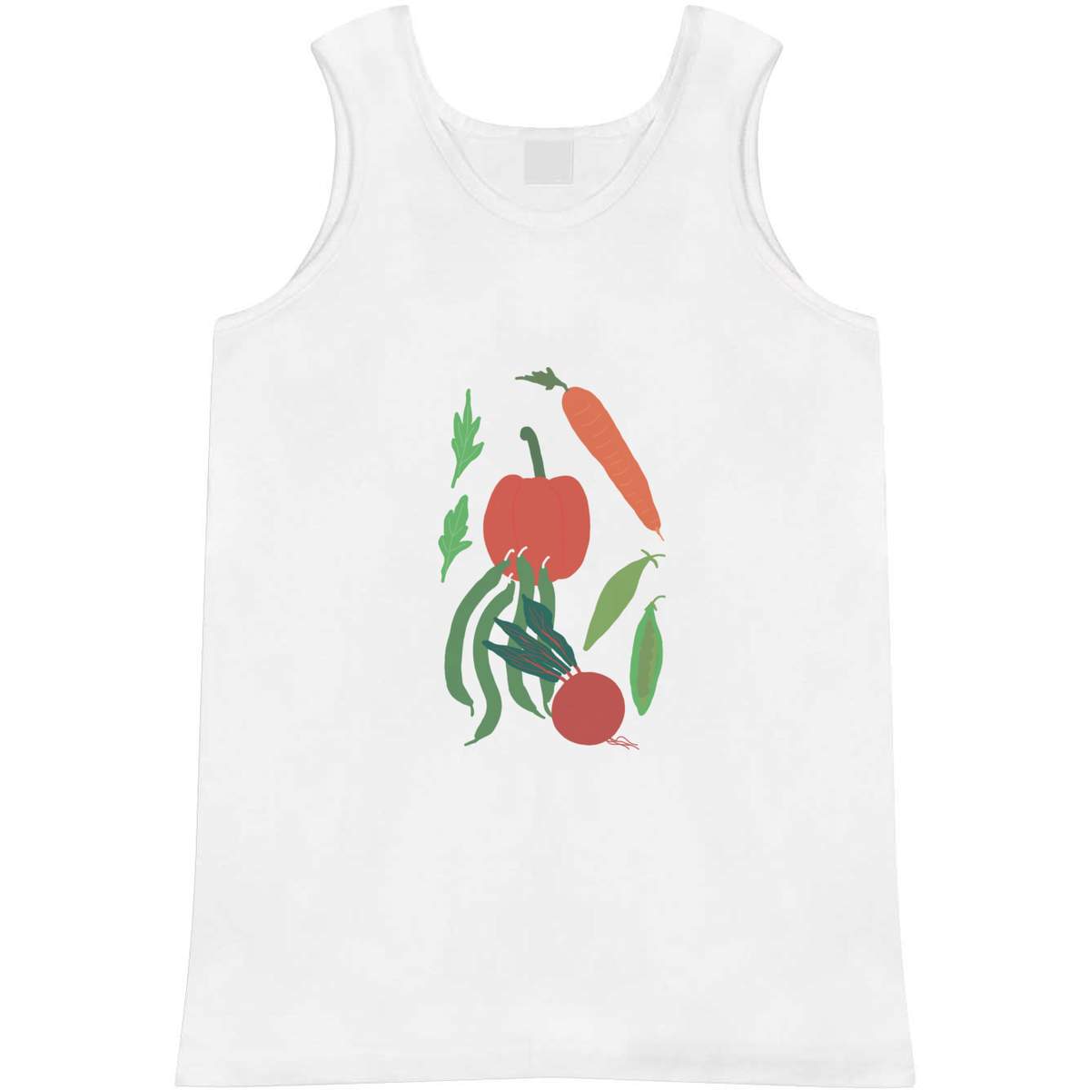 'Salad & Vegetables' Adult Vest - White, L - Sleeveless Tank Top for Gym, Training, Running, Sports and Summer (AV00142629)