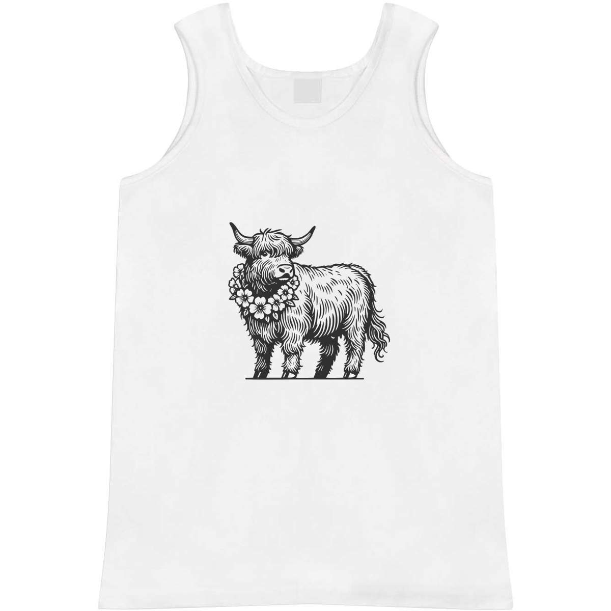 Large 'Highland Cow With Flower Garland' Adult Vest / Tank Top (AV00143249)