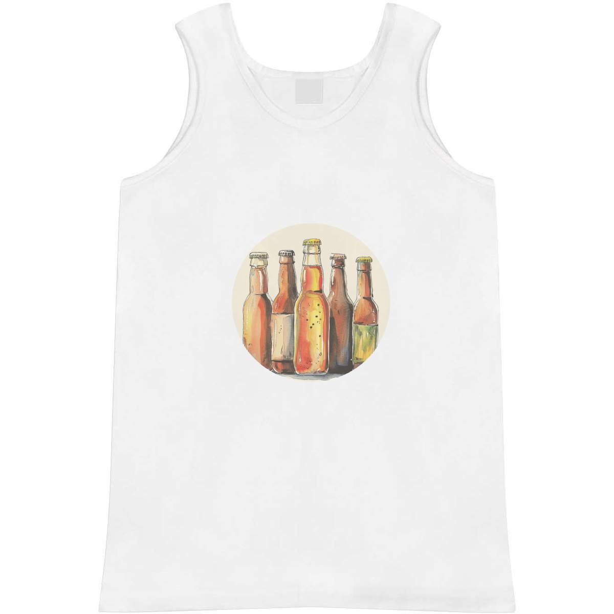 'Bottles of Beer' Adult Vest - White, L - Sleeveless Tank Top for Gym, Training, Running, Sports and Summer (AV00149729)