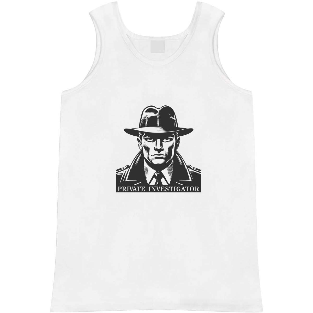 'Private Investigator' Adult Vest - White, L - Sleeveless Tank Top for Gym, Training, Running, Sports and Summer (AV00151437)