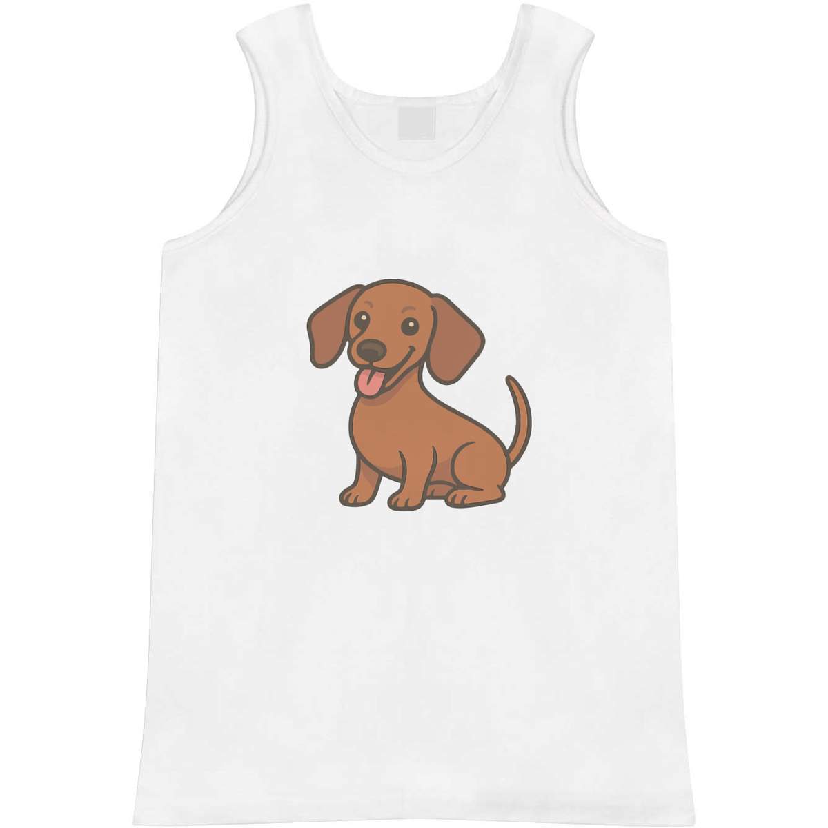 'Miniature Dachshund Dog' Adult Vest - White, L - Sleeveless Tank Top for Gym, Training, Running, Sports and Summer (AV00153921)