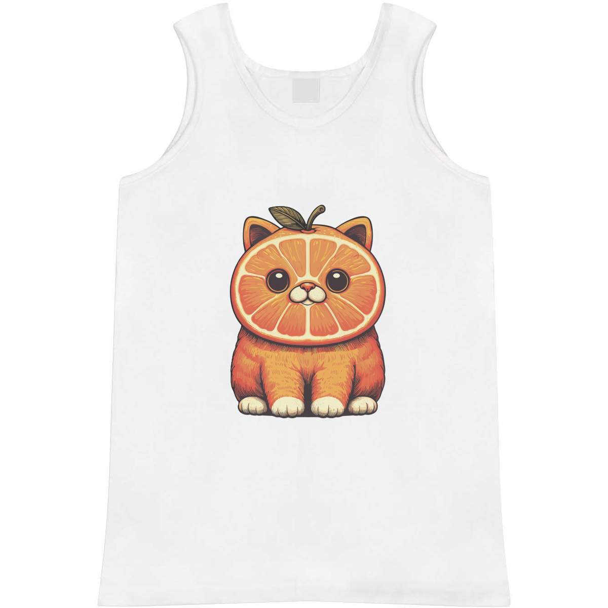 'Funny Orange Cat' Adult Vest - White, L - Sleeveless Tank Top for Gym, Training, Running, Sports and Summer (AV00155465)