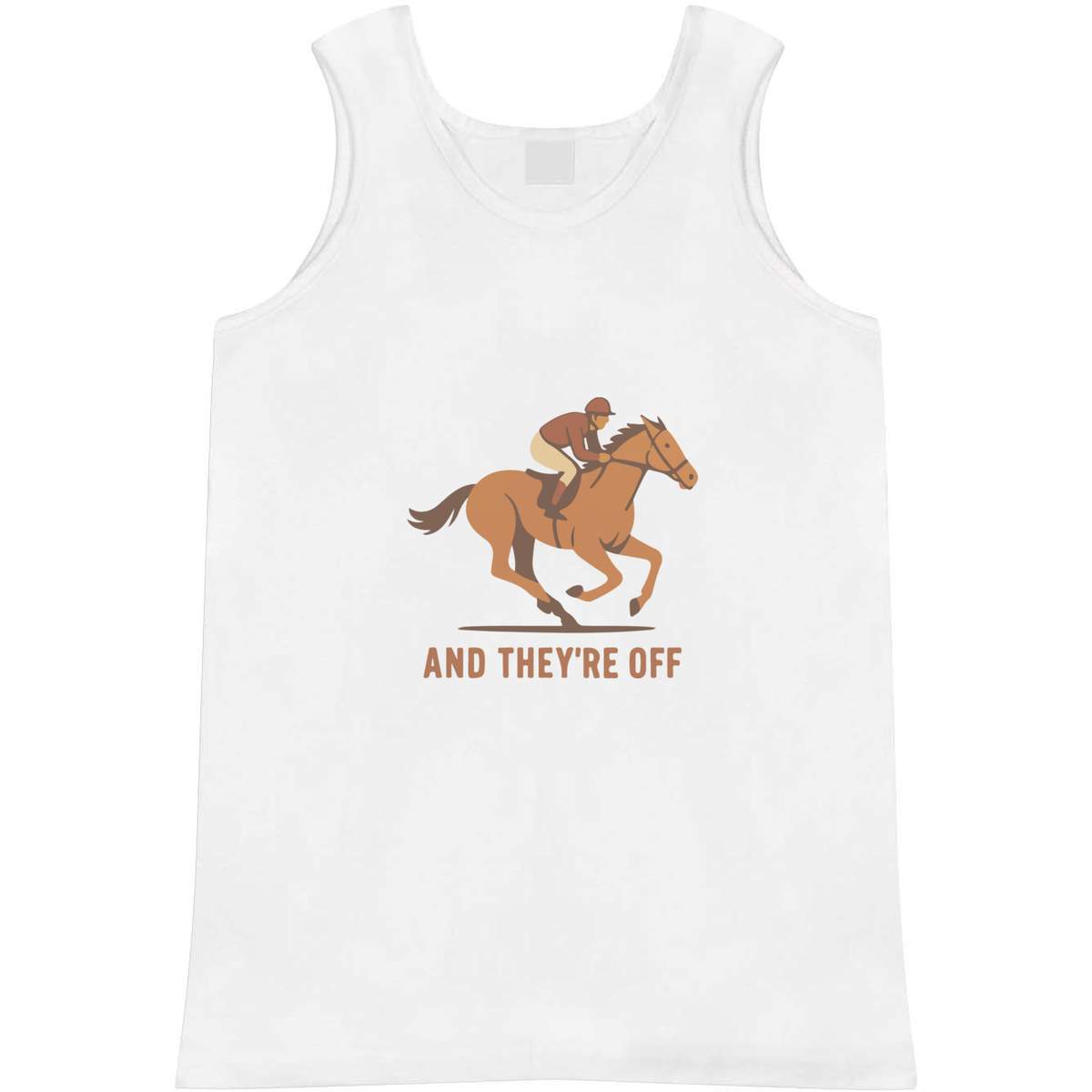 'And They're Off' Adult Vest - White, L - Sleeveless Tank Top for Gym, Training, Running, Sports and Summer (AV00156977)