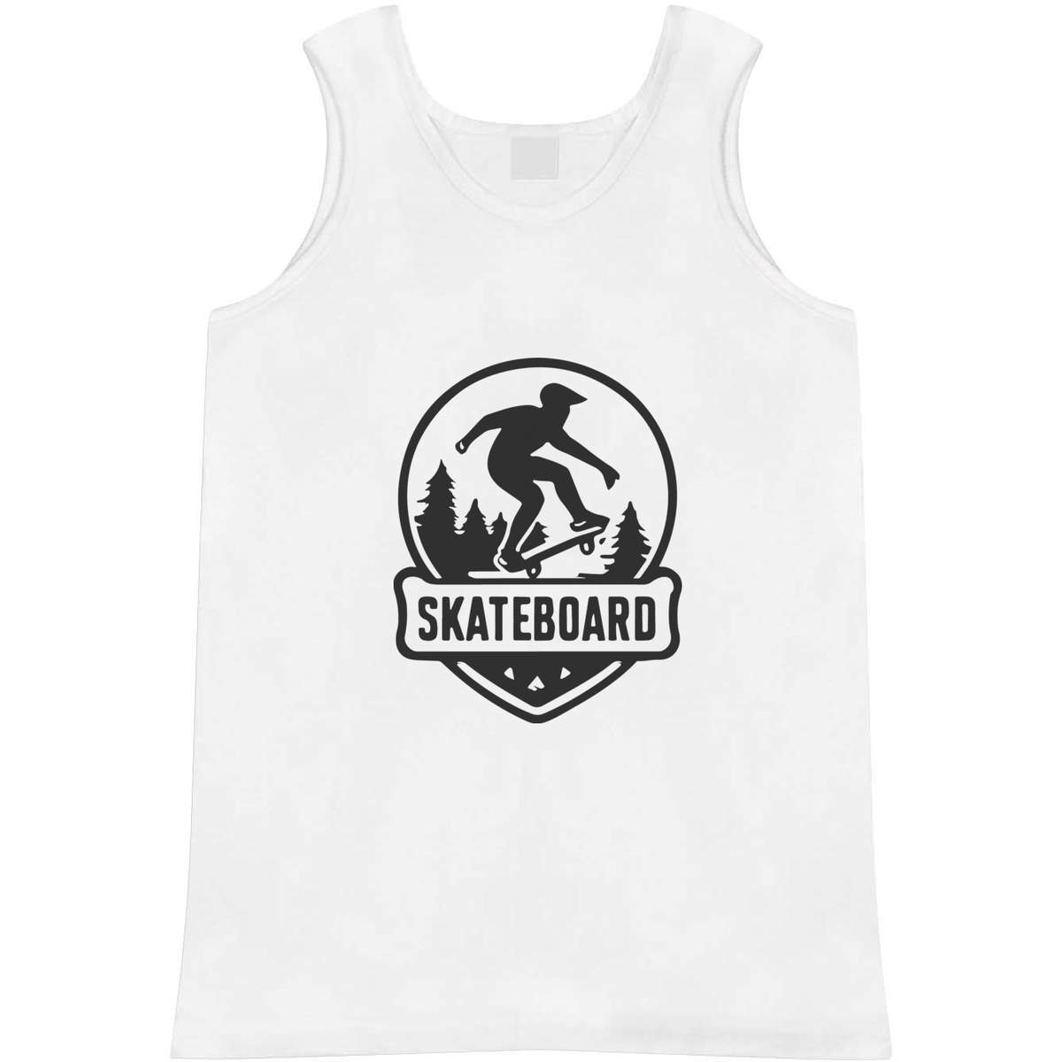 'Skateboarding Emblem' Adult Vest - White, L - Sleeveless Tank Top for Gym, Training, Running, Sports and Summer (AV00158021)