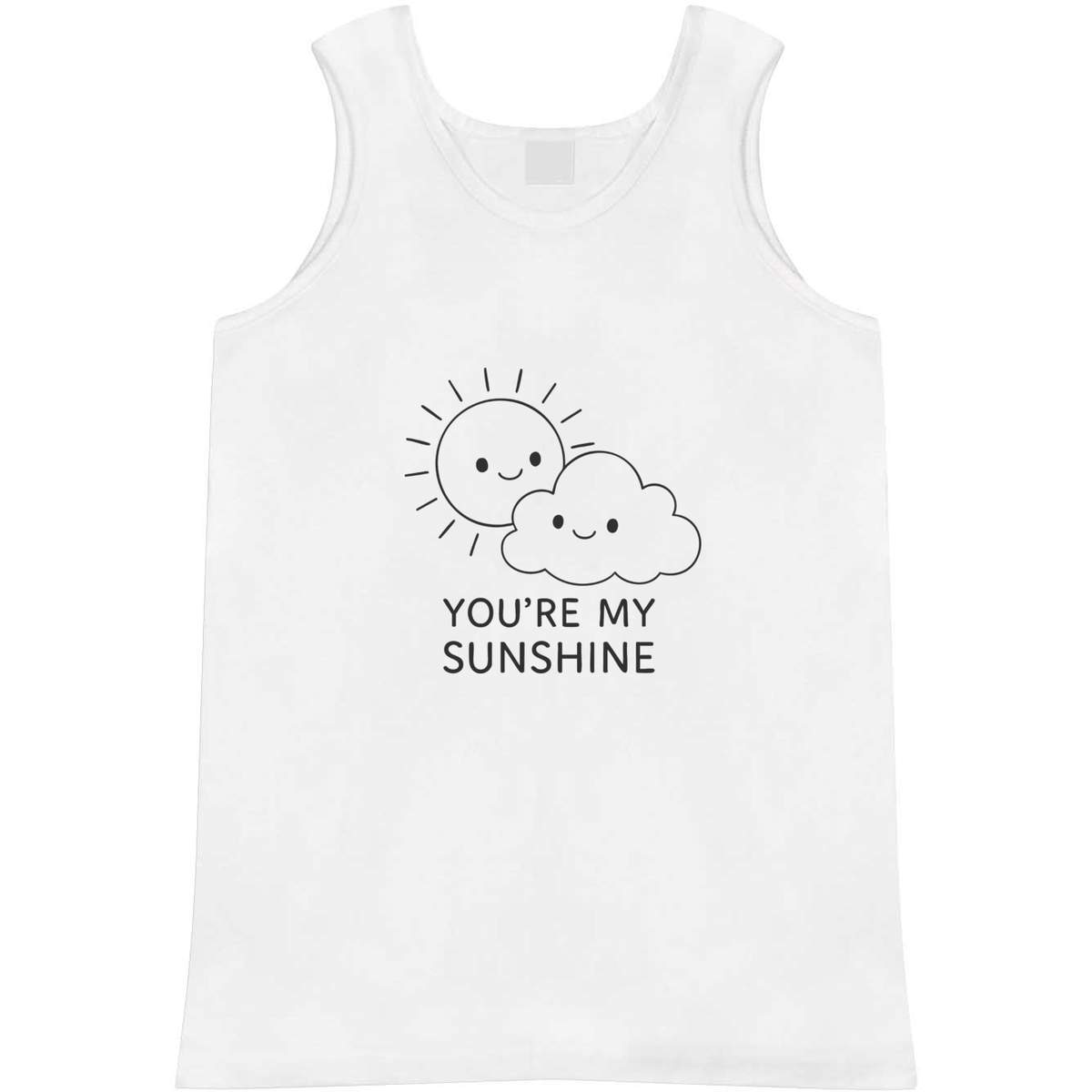 'You're my sunshine' Adult Vest - White, L - Sleeveless Tank Top for Gym, Training, Running, Sports and Summer (AV00160621)