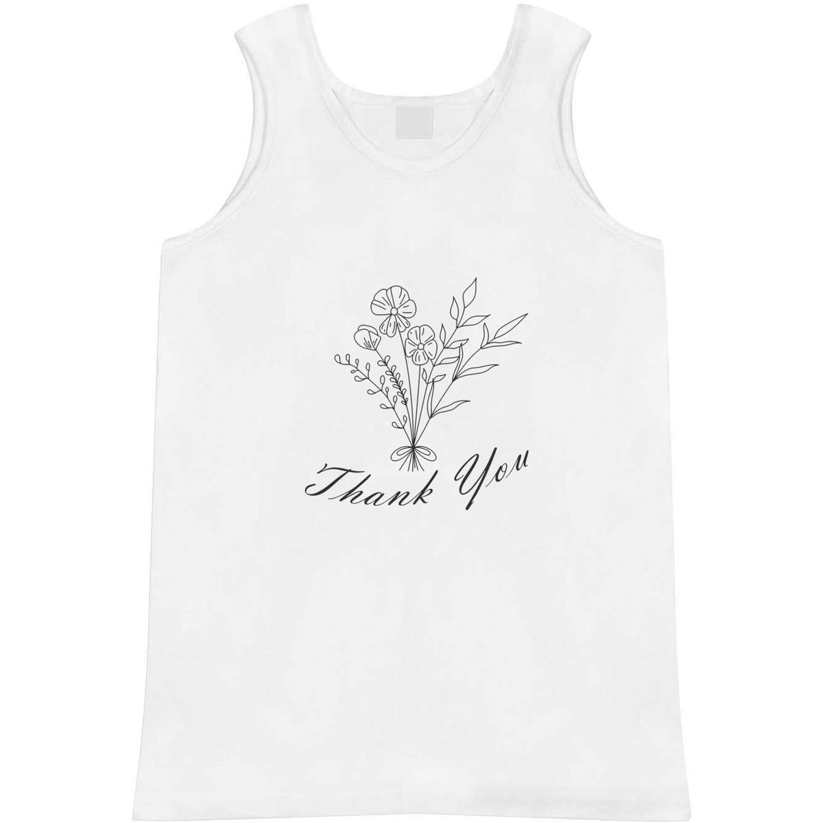 'Thank You Bouquet' Adult Vest - White, L - Sleeveless Tank Top for Gym, Training, Running, Sports and Summer (AV00164961)