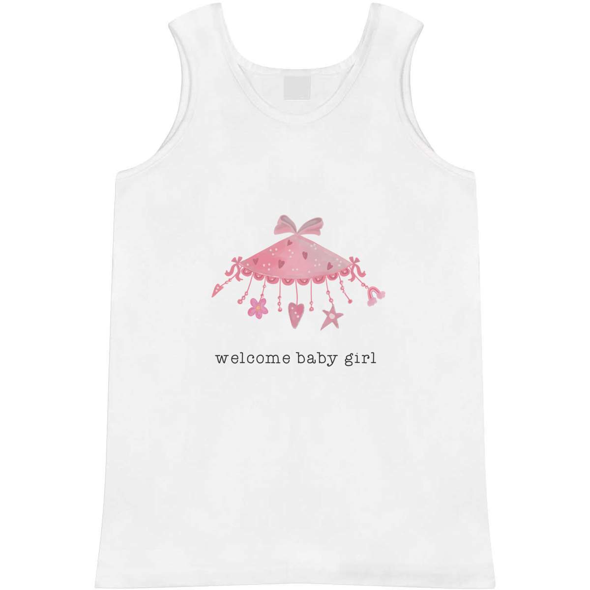 'Welcome Baby Girl' Adult Vest - White, L - Sleeveless Tank Top for Gym, Training, Running, Sports and Summer (AV00164969)