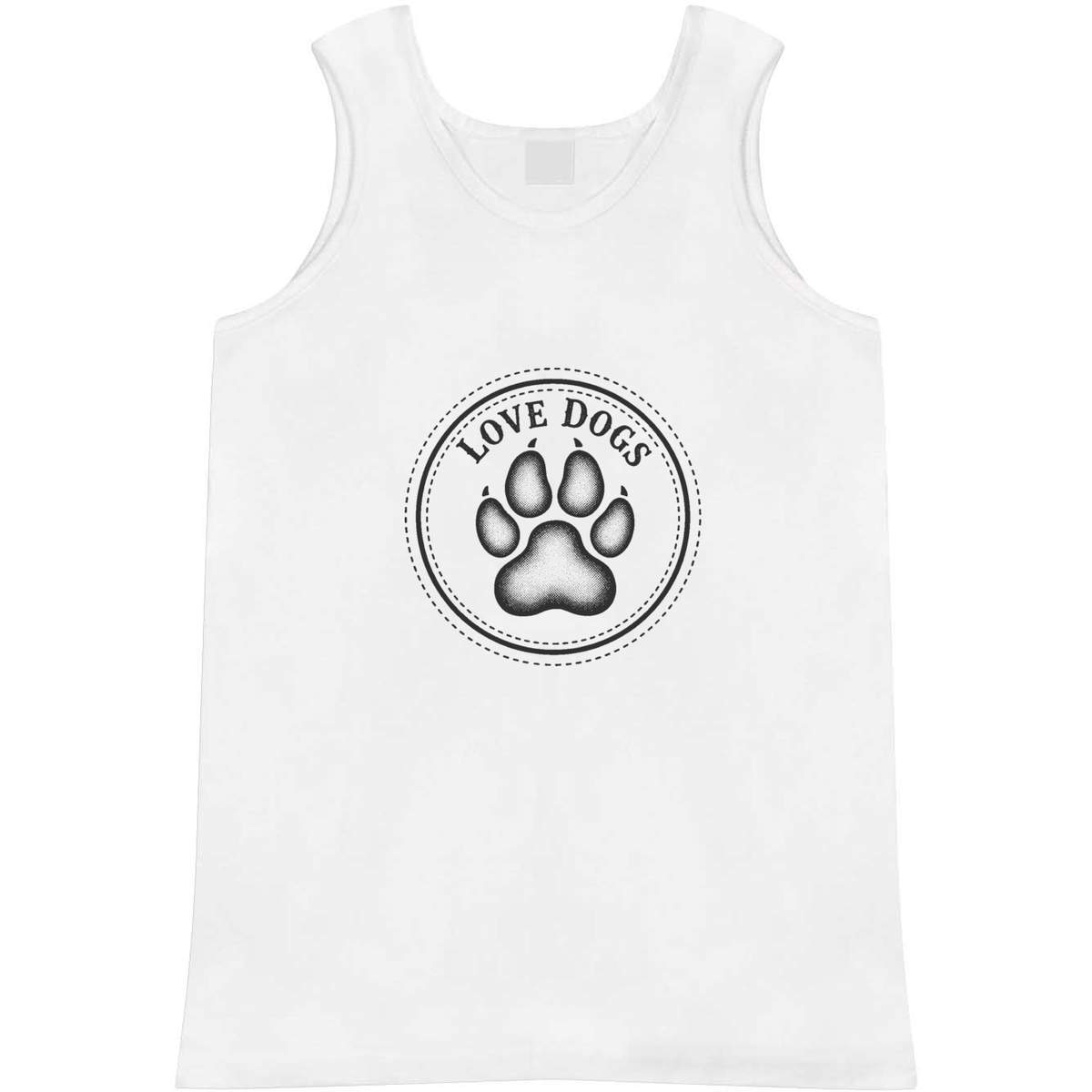 'Love Dogs Paw' Adult Vest - White, L - Sleeveless Tank Top for Gym, Training, Running, Sports and Summer (AV00169413)