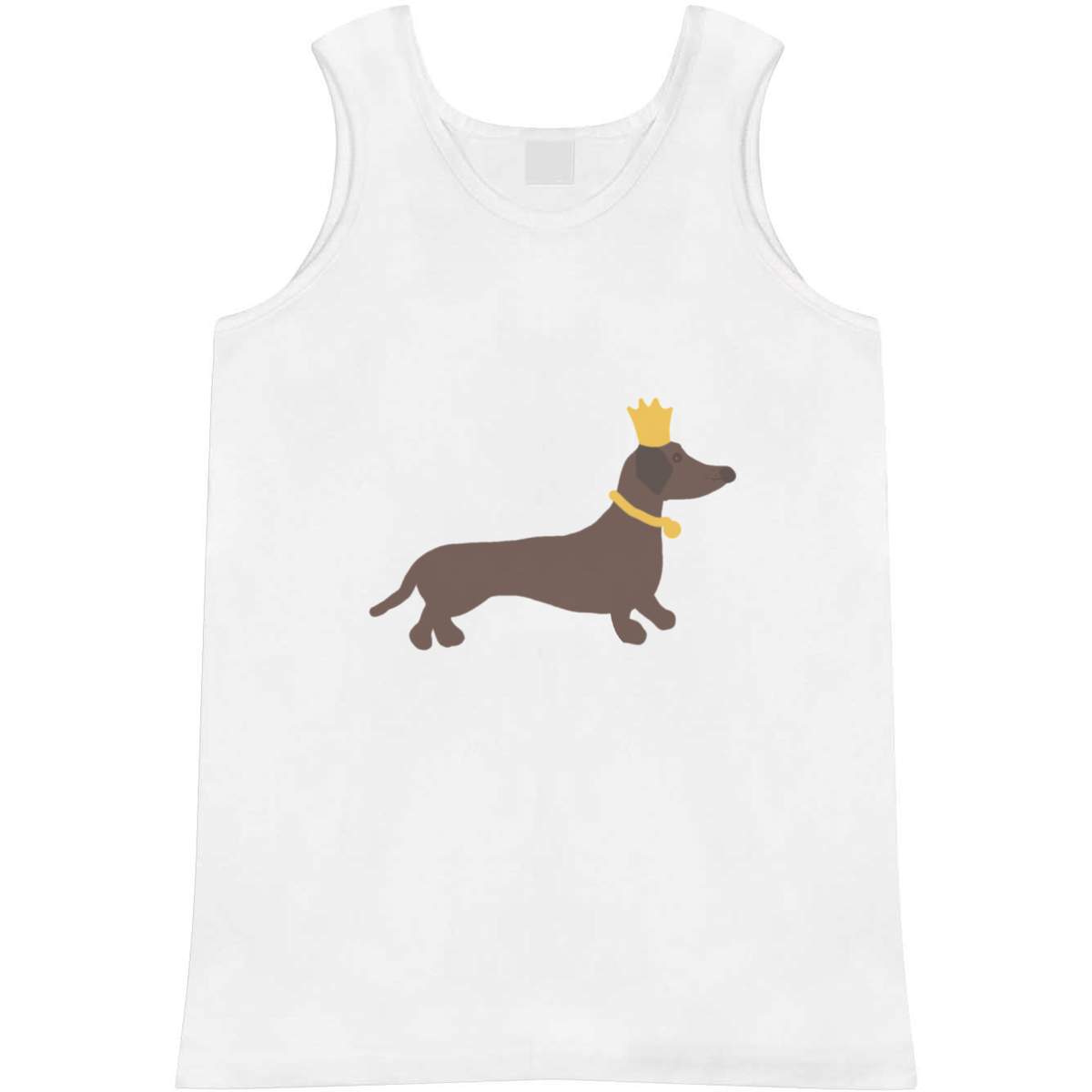 'His Majesty The Dachshund' Adult Vest - White, L - Sleeveless Tank Top for Gym, Training, Running, Sports and Summer (AV00169461)