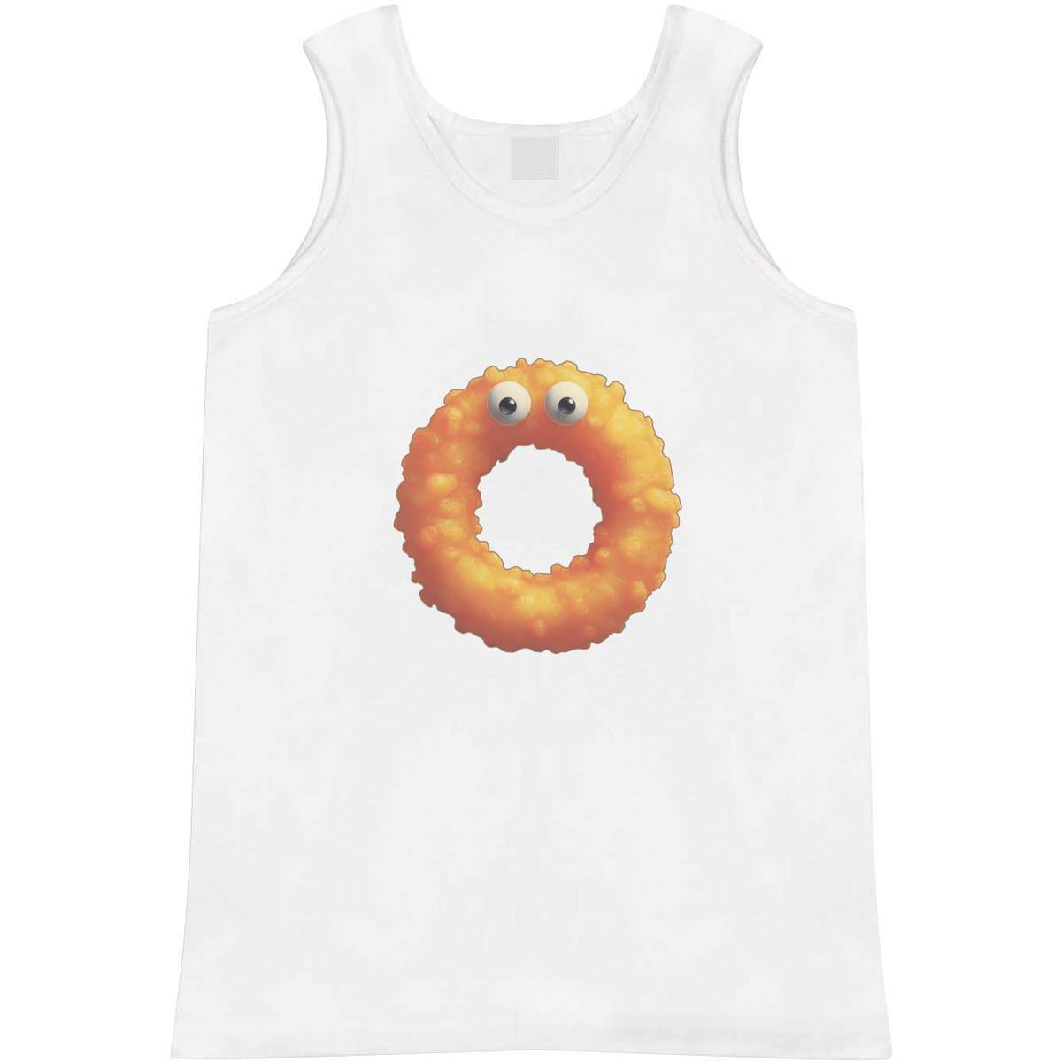 'Funny Fried Onion Ring' Adult Vest - White, L - Sleeveless Tank Top for Gym, Training, Running, Sports and Summer (AV00171185)