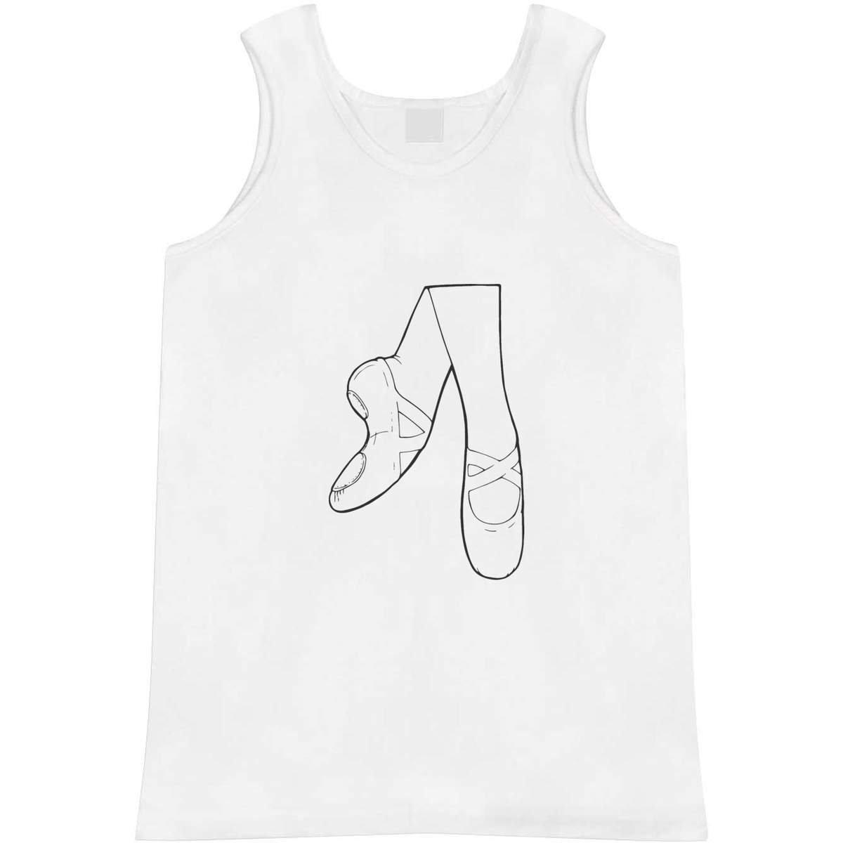 'Ballerina Shoes' Adult Vest - White, L - Sleeveless Tank Top for Gym, Training, Running, Sports and Summer (AV00173005)