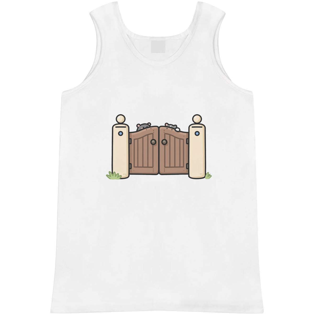 'Closed Gate' Adult Vest - White, L - Sleeveless Tank Top for Gym, Training, Running, Sports and Summer (AV00176433)