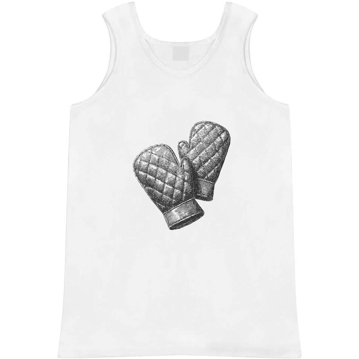 'Quilted Oven Mitts' Adult Vest - White, L - Sleeveless Tank Top for Gym, Training, Running, Sports and Summer (AV00176653)