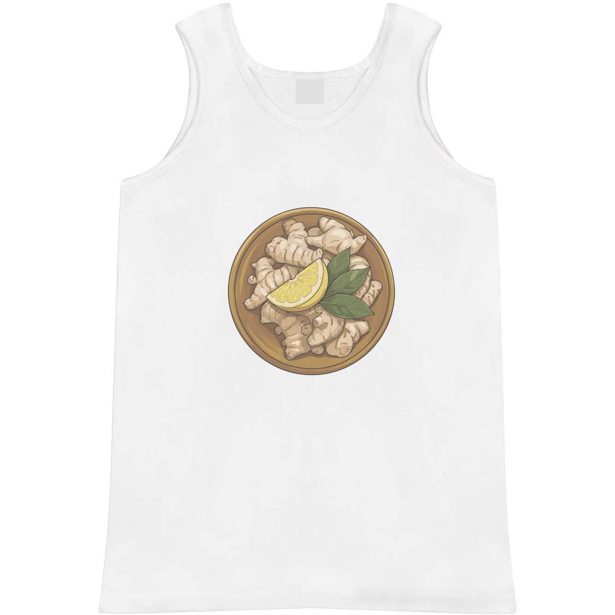 'Ginger Roots Dish' Adult Vest - White, L - Sleeveless Tank Top for Gym, Training, Running, Sports and Summer (AV00178977)