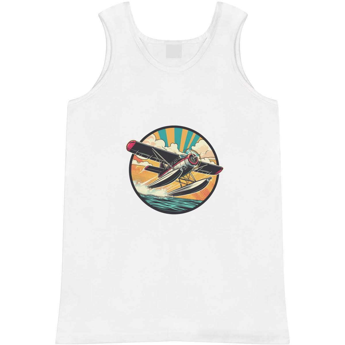 'Seaplane Taking Off' Adult Vest - White, L - Sleeveless Tank Top for Gym, Training, Running, Sports and Summer (AV00179373)