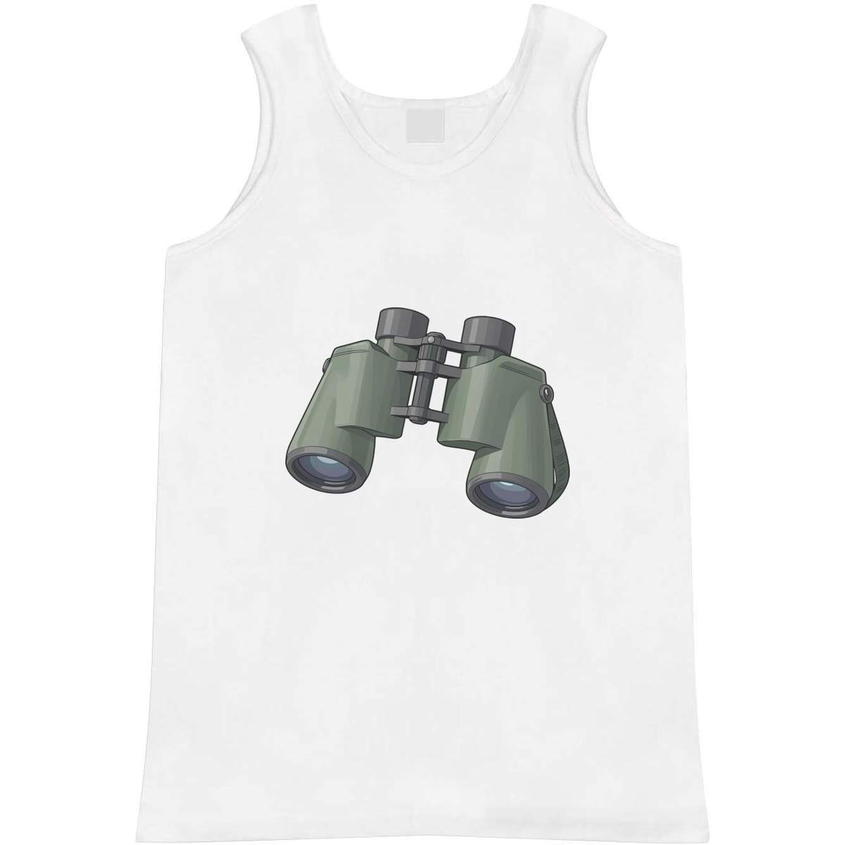 'Binoculars' Adult Vest - White, L - Sleeveless Tank Top for Gym, Training, Running, Sports and Summer (AV00179917)