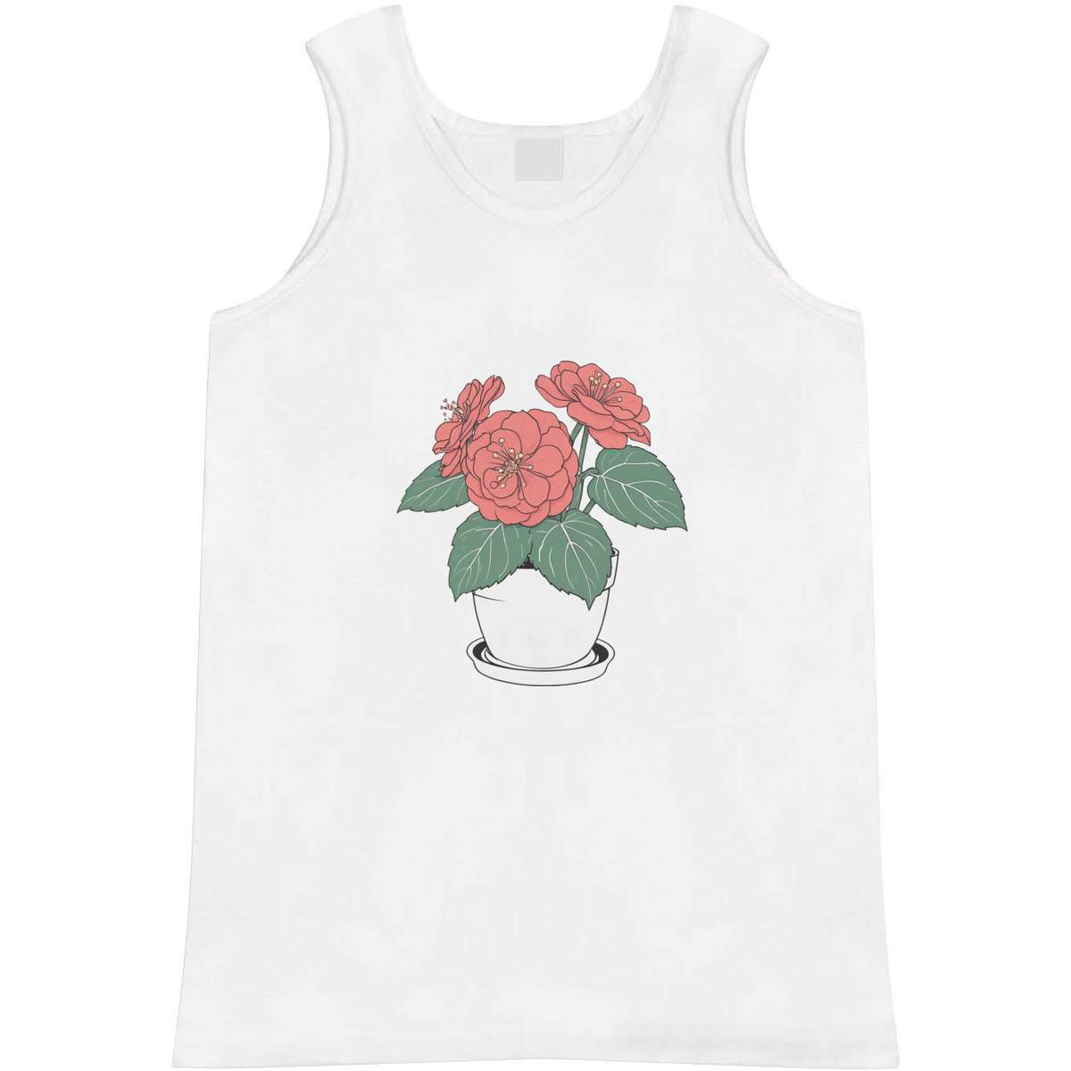 'Potted Begonias' Adult Vest - White, L - Sleeveless Tank Top for Gym, Training, Running, Sports and Summer (AV00179945)