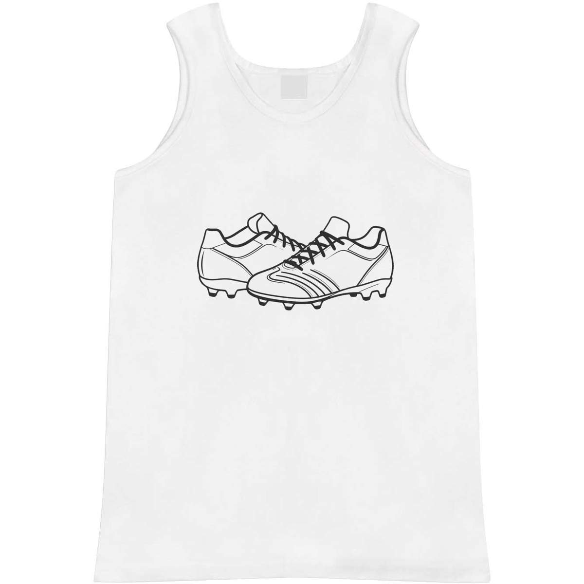 'Football Shoes' Adult Vest - White, L - Sleeveless Tank Top for Gym, Training, Running, Sports and Summer (AV00181381)