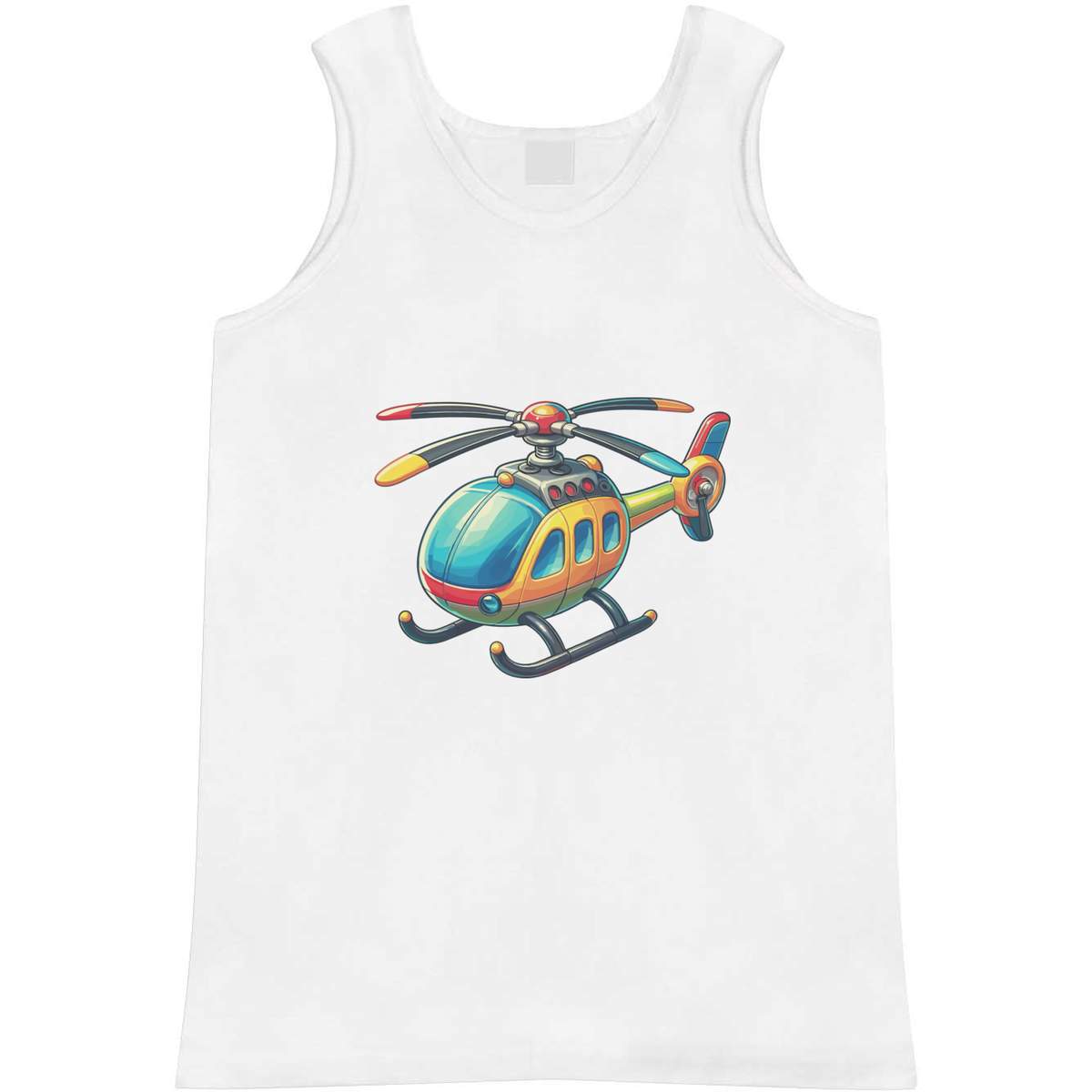 'Toy Helicopter' Adult Vest - White, L - Sleeveless Tank Top for Gym, Training, Running, Sports and Summer (AV00182381)