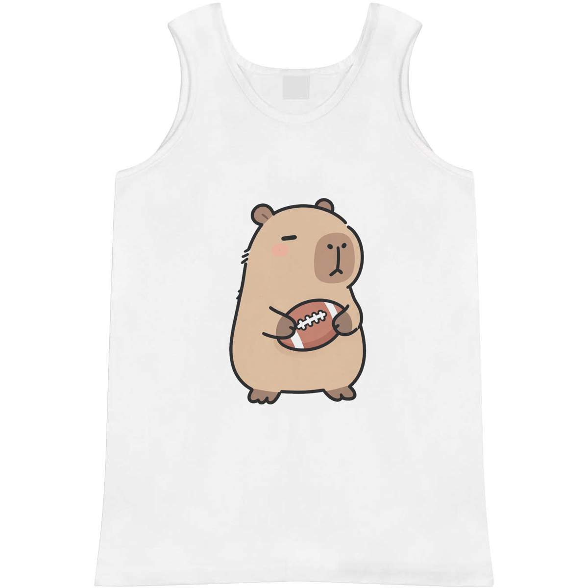'Capybara & US Football' Adult Vest - White, L - Sleeveless Tank Top for Gym, Training, Running, Sports and Summer (AV00184709)