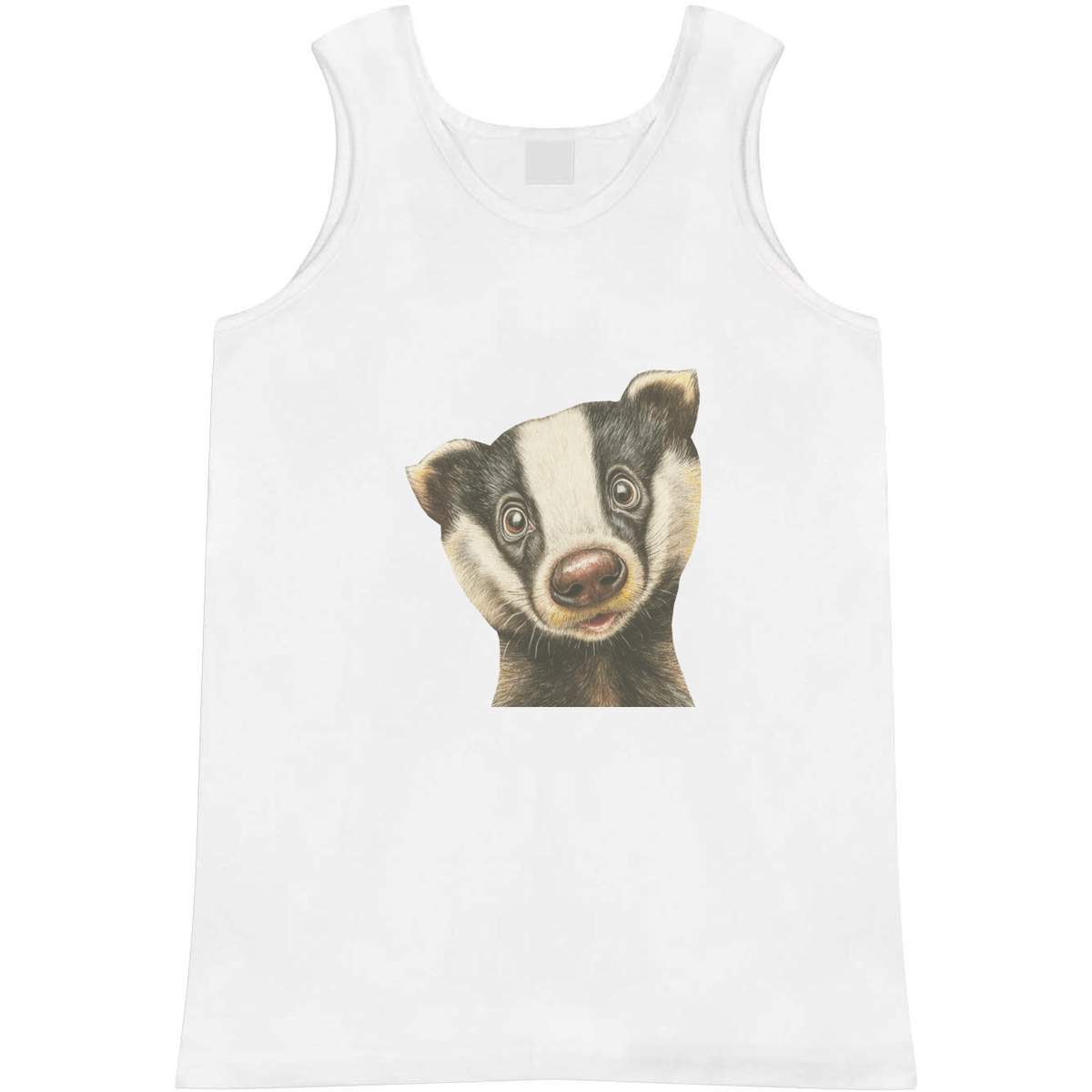 'Funny Badger' Adult Vest - White, L - Sleeveless Tank Top for Gym, Training, Running, Sports and Summer (AV00186025)