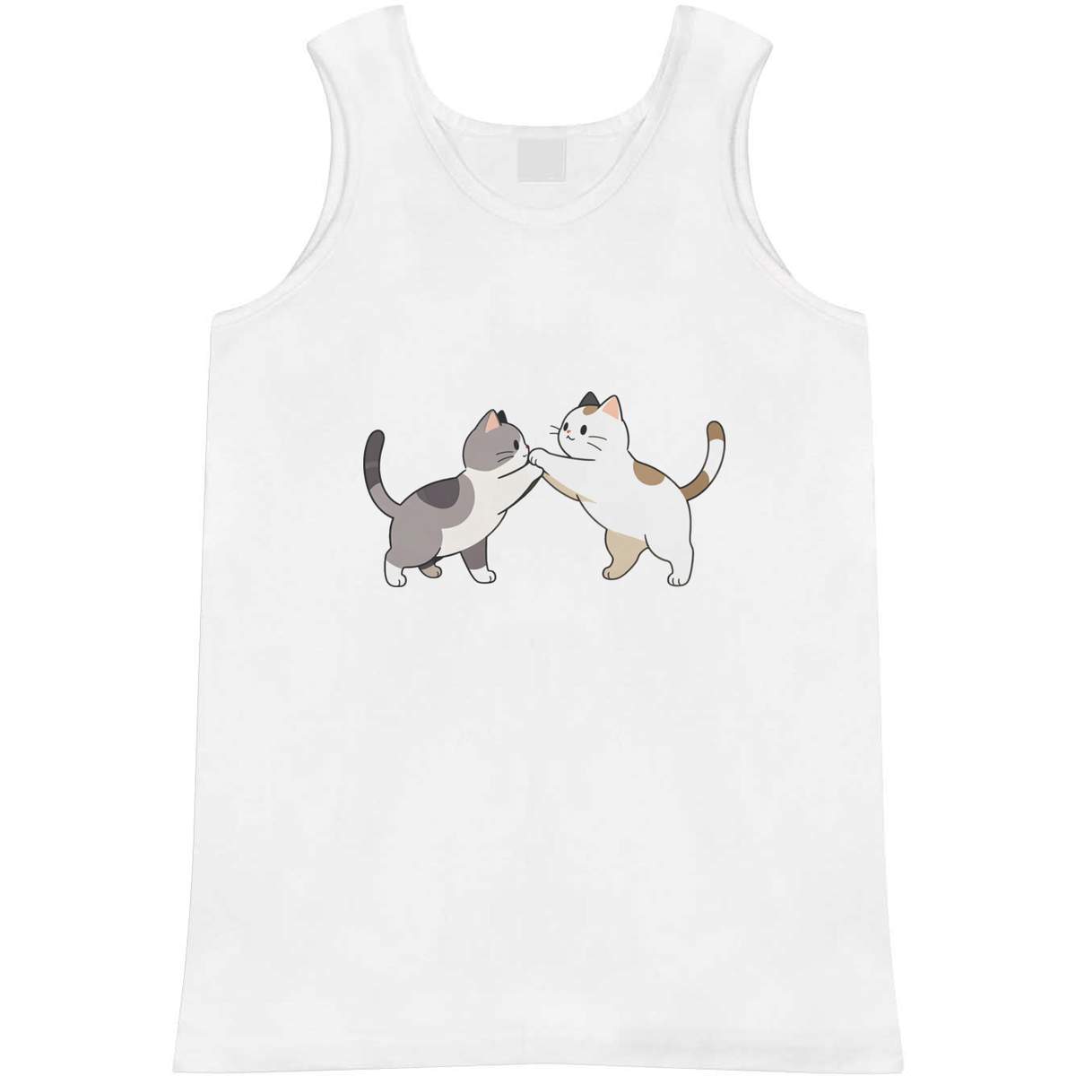 'Two Cats Playing' Adult Vest - White, L - Sleeveless Tank Top for Gym, Training, Running, Sports and Summer (AV00186365)