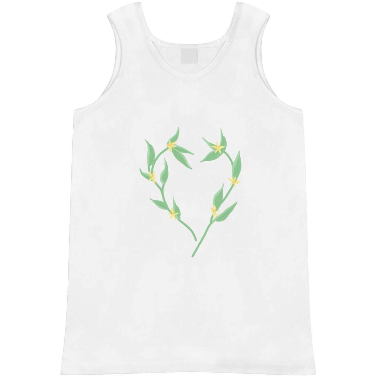 'A Heart Of Flowers ' Adult Vest - White, L - Sleeveless Tank Top for Gym, Training, Running, Sports and Summer (AV00186917)