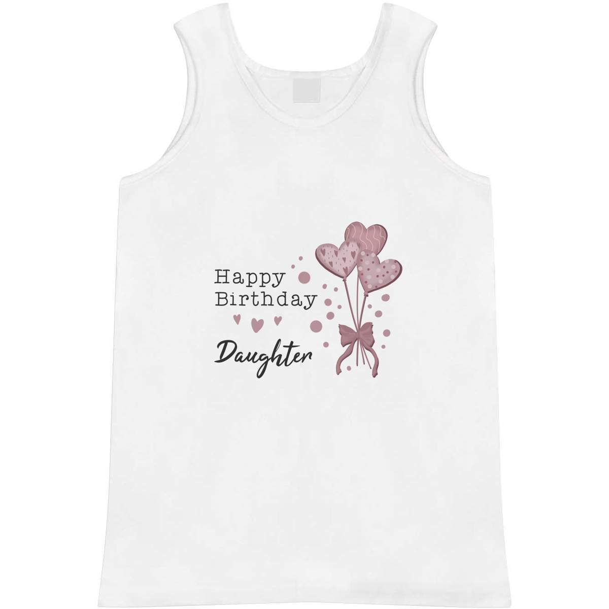 'Happy Birthday Daughter' Adult Vest - White, L - Sleeveless Tank Top for Gym, Training, Running, Sports and Summer (AV00188025)
