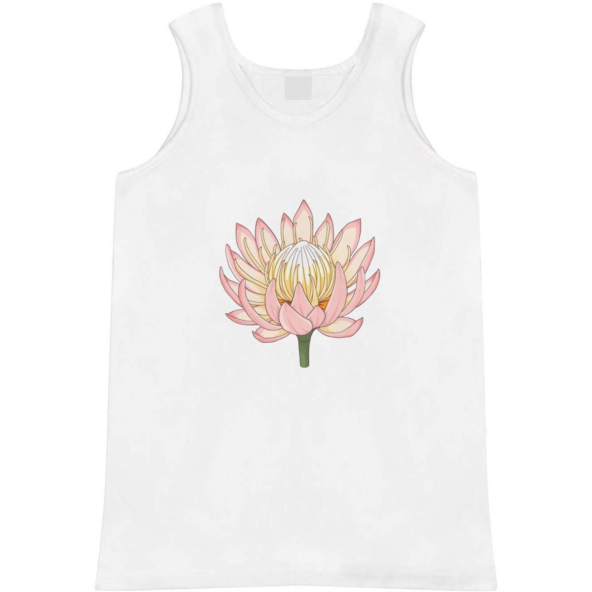 'Protea Flower' Adult Vest - White, L - Sleeveless Tank Top for Gym, Training, Running, Sports and Summer (AV00188289)