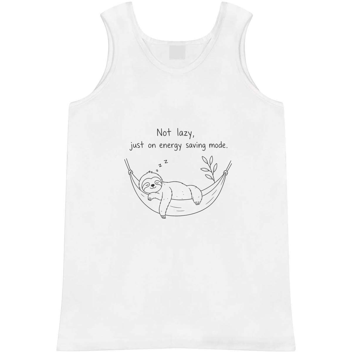 'Not Lazy, Energy Saving' Adult Vest - White, L - Sleeveless Tank Top for Gym, Training, Running, Sports and Summer (AV00188957)
