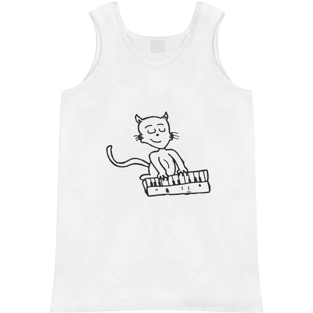 Medium 'Cat Playing Piano' Adult Vest / Tank Top (AV00031126)