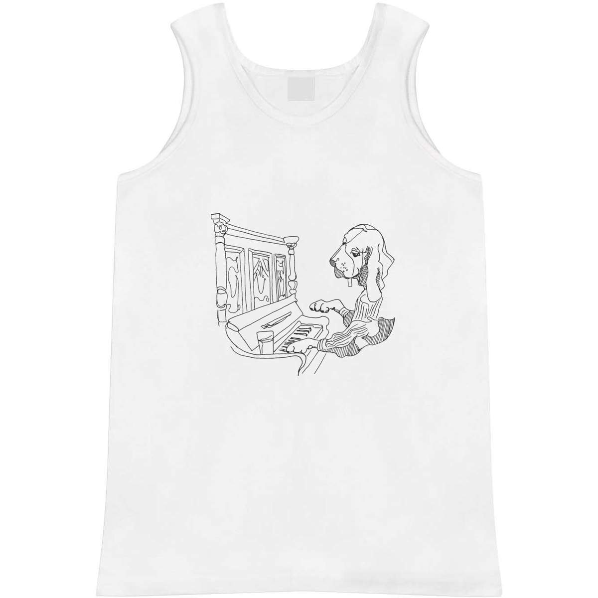 Medium 'Dog Playing Piano' Adult Vest / Tank Top (AV00032550)