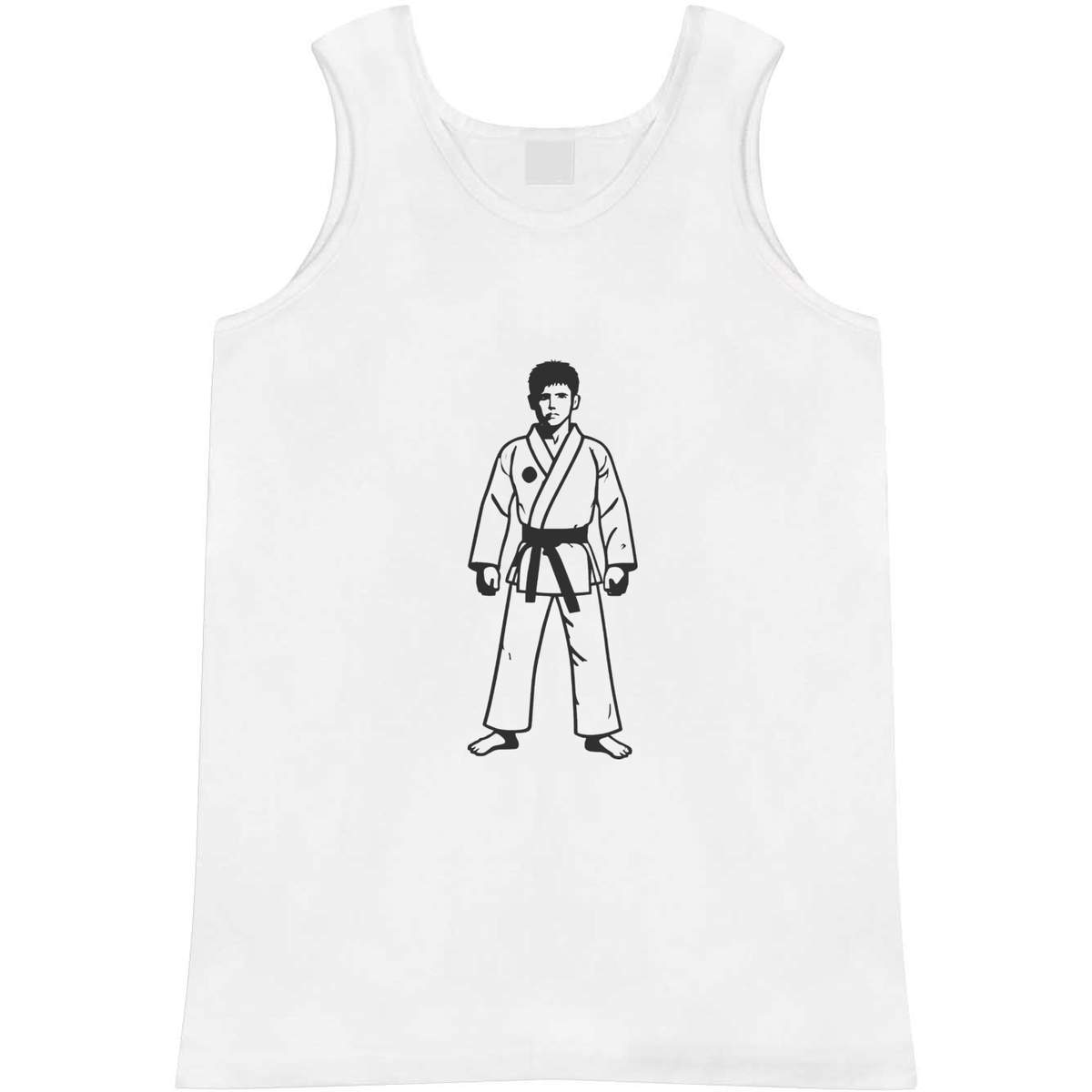 'Taekwondo Belt' Adult Vest - White, M - Sleeveless Tank Top for Gym, Training, Running, Sports and Summer (AV00117452)
