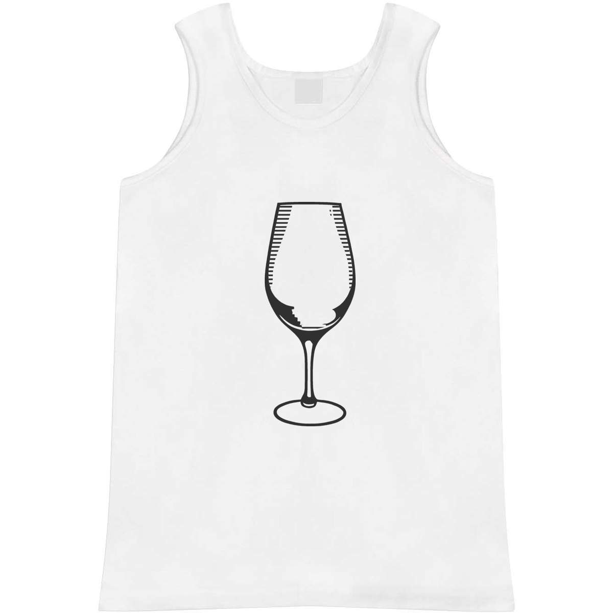 'Wine Glass' Adult Vest - White, M - Sleeveless Tank Top for Gym, Training, Running, Sports and Summer (AV00117564)