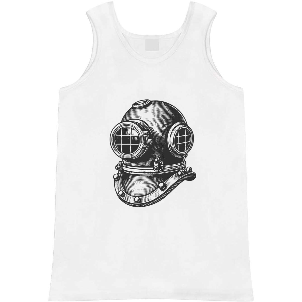 'Vintage Diving Helmet' Adult Vest - White, M - Sleeveless Tank Top for Gym, Training, Running, Sports and Summer (AV00120760)