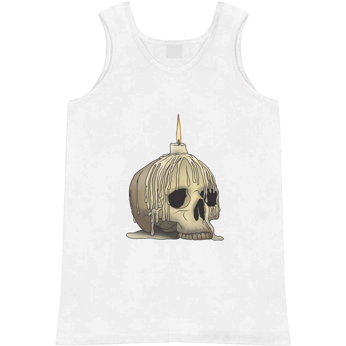 'Skull Candle' Adult Vest - White, M - Sleeveless Tank Top for Gym, Training, Running, Sports and Summer (AV00124432)