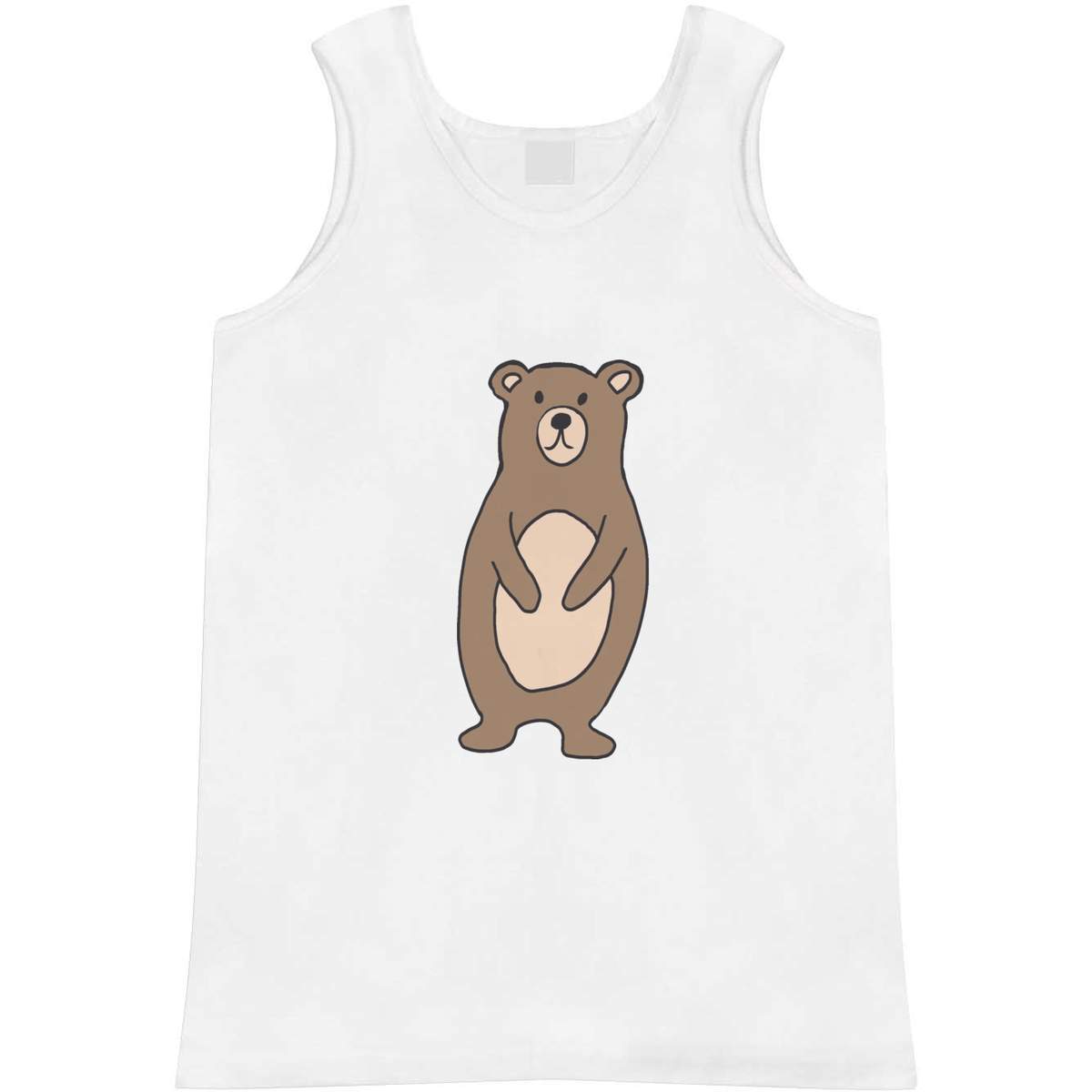 'Cute Brown Bear' Adult Vest - White, M - Sleeveless Tank Top for Gym, Training, Running, Sports and Summer (AV00126916)