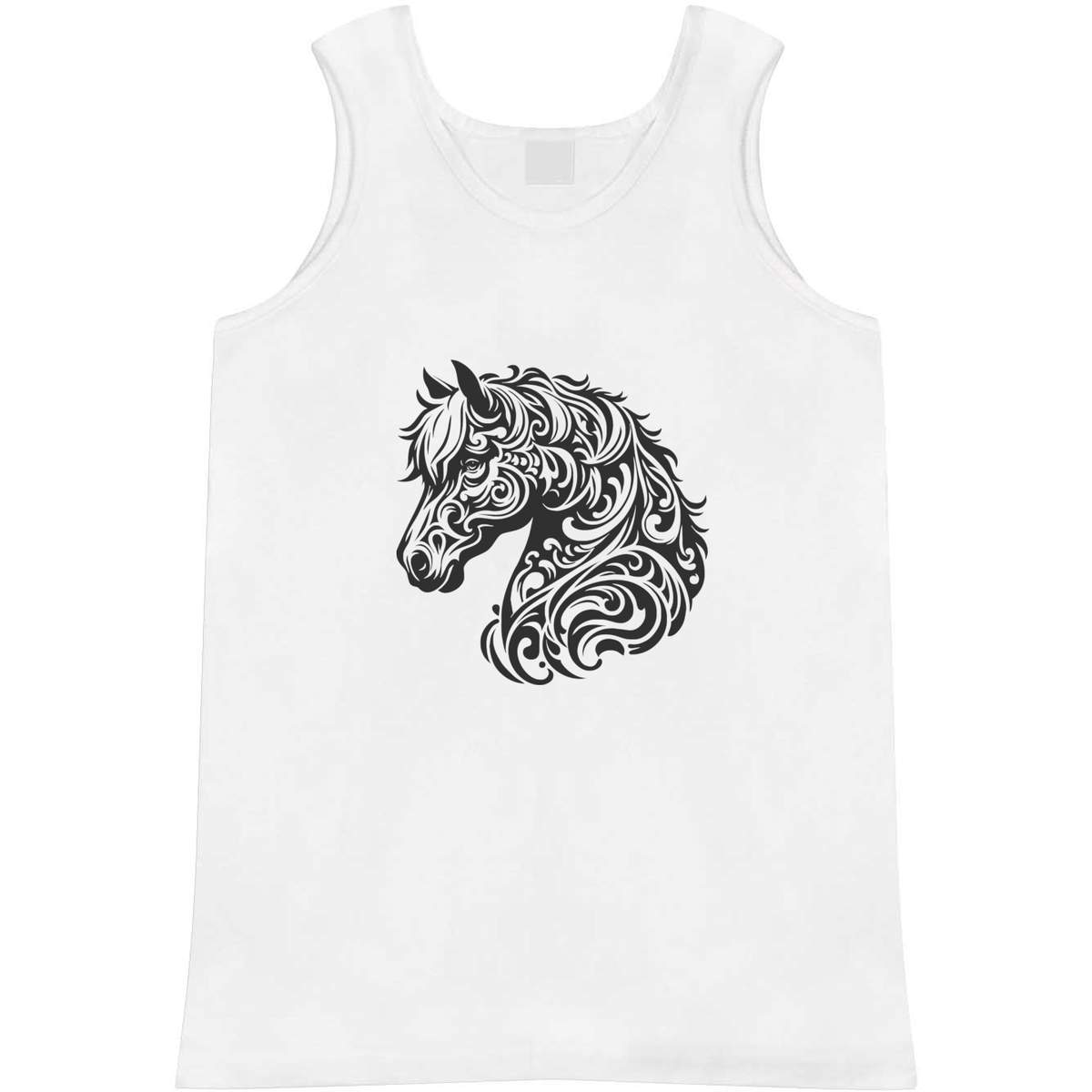 'Stylised Horse Portrait' Adult Vest - White, M - Sleeveless Tank Top for Gym, Training, Running, Sports and Summer (AV00129672)