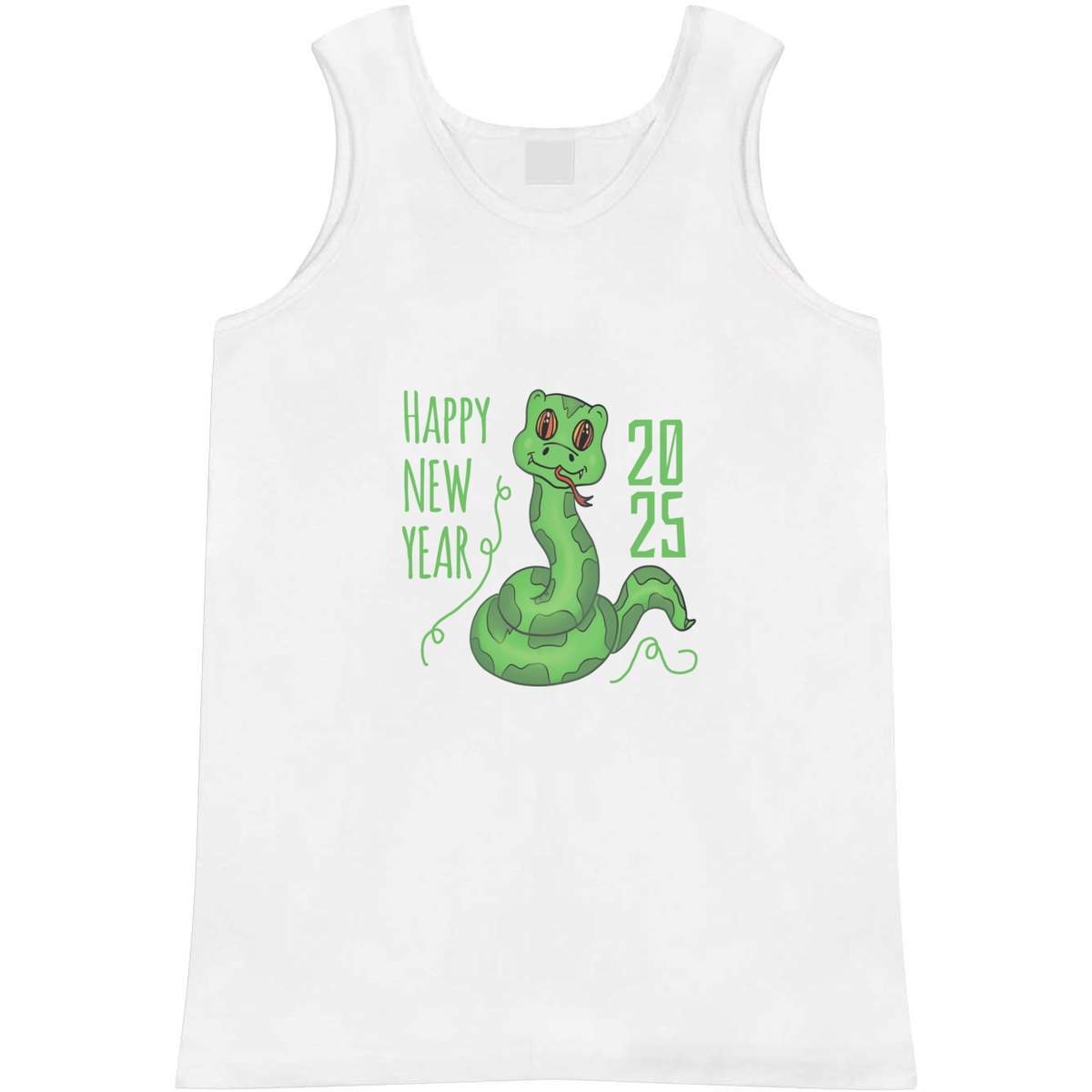 'Happy New Year 2025' Adult Vest - White, M - Sleeveless Tank Top for Gym, Training, Running, Sports and Summer (AV00142276)